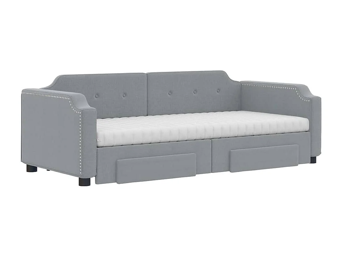 Divano Letto Estraibile Cassetti Grigio Chiaro 80x200cm Tessuto