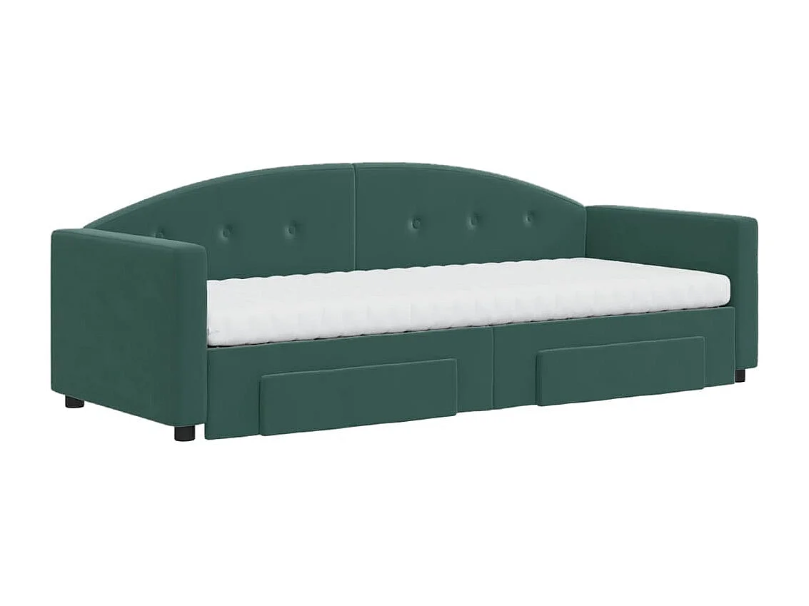 Divano Letto Estraibile Cassetti Verde Scuro 80x200cm Velluto