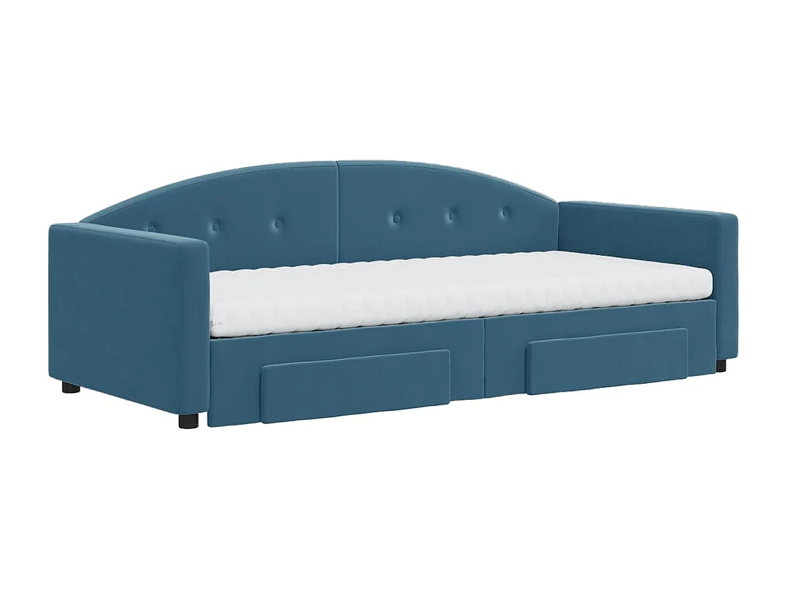 Tagesbett Ausziehbar mit Schubladen Blau 90x200 cm Samt