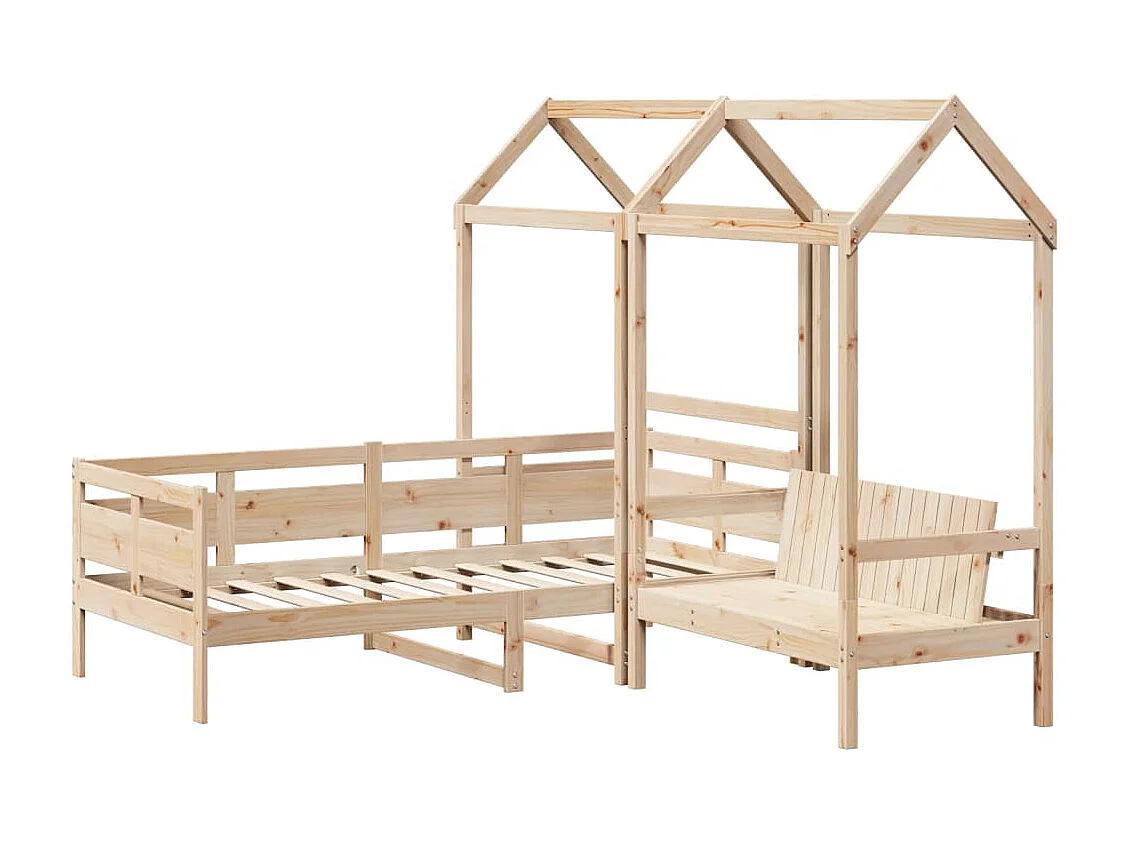 Ensemble de lit de jour et de banc avec toit sans matelas