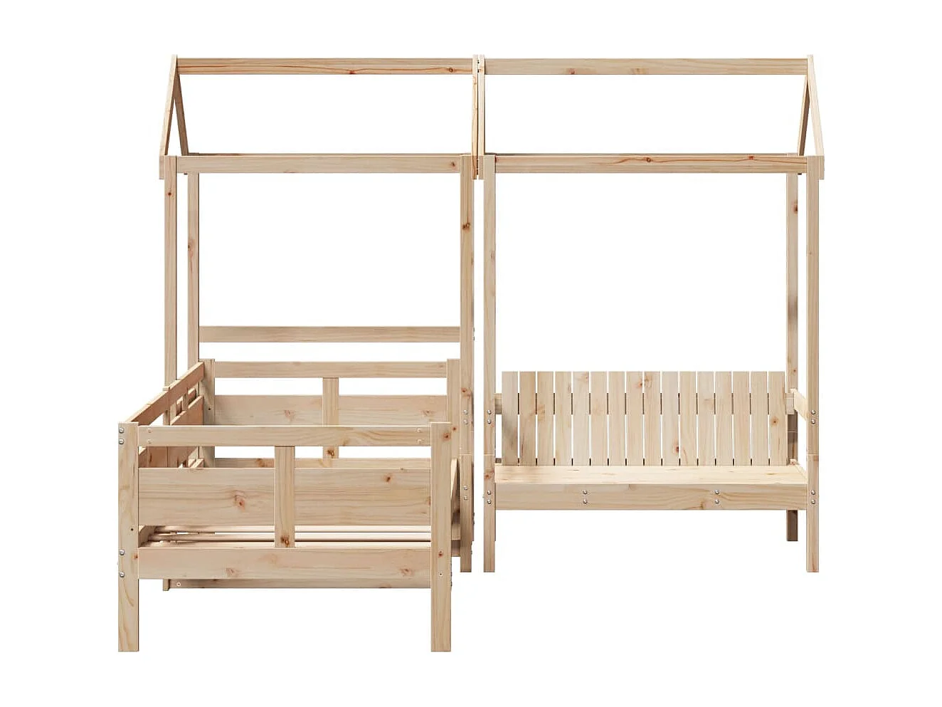 Ensemble de lit de jour et de banc avec toit sans matelas