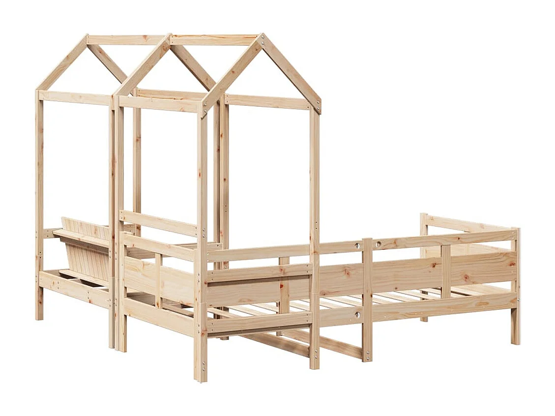 Ensemble de lit de jour et de banc avec toit sans matelas