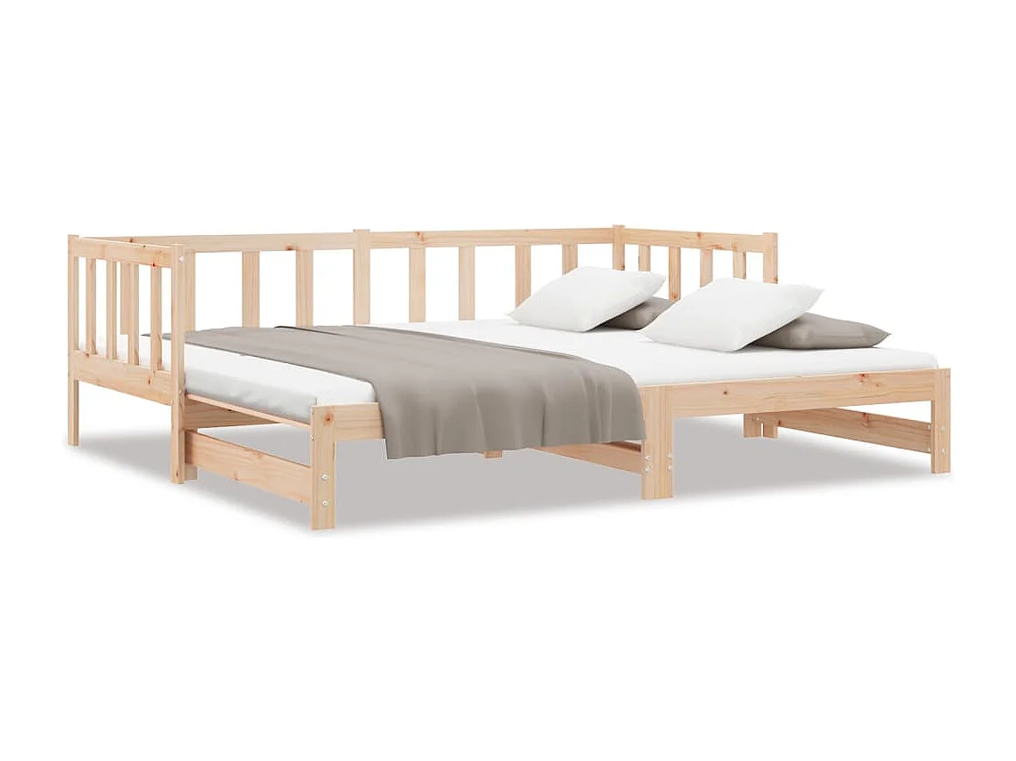 Divano Letto con Letto Estraibile 90x200cm Legno Massello Pino