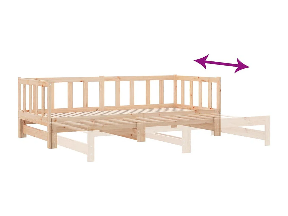 Divano Letto con Letto Estraibile 90x200cm Legno Massello Pino