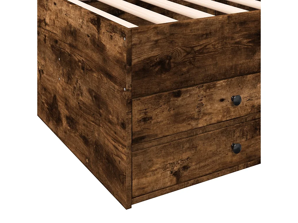 Lit de jour avec tiroirs sans matelas chêne fumé 75x190 cm