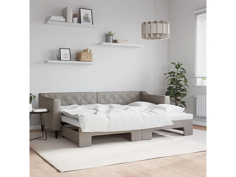 Divano Letto con Letto Estraibile Tortora 80x200 cm Tessuto