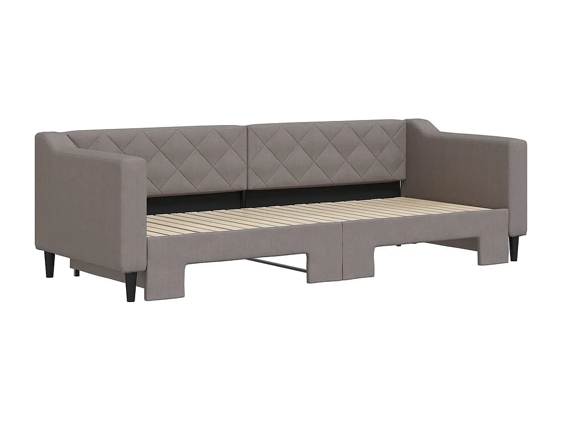 Lit de jour avec gigogne sans matelas taupe 80x200 cm