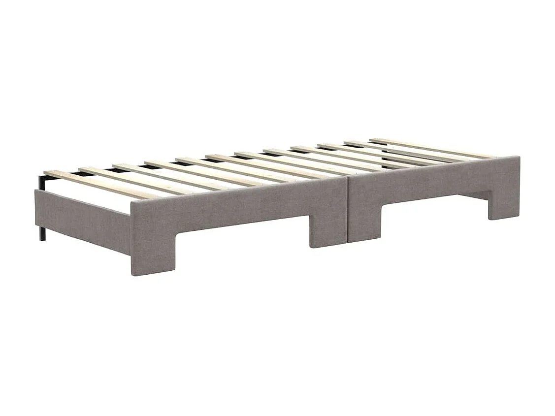 Lit de jour avec gigogne sans matelas taupe 80x200 cm