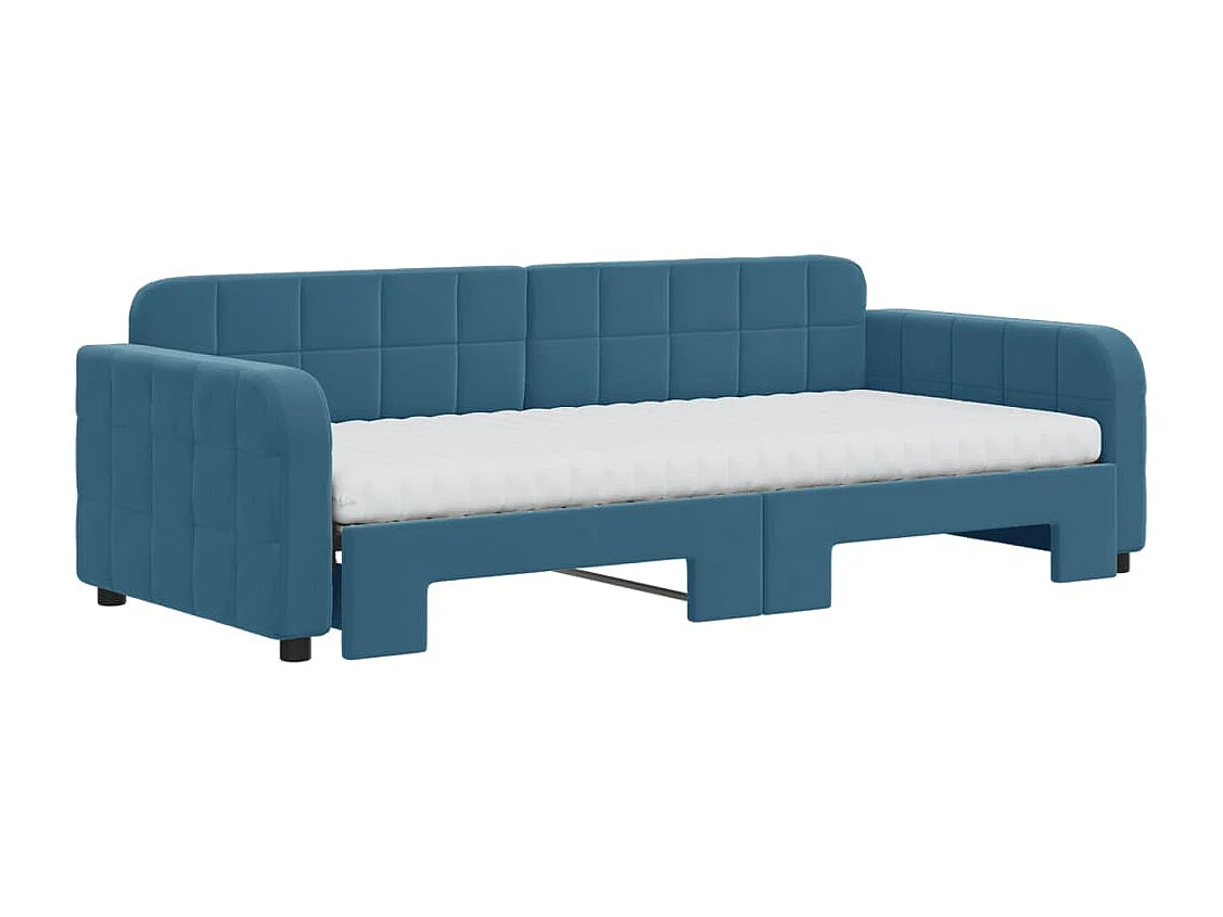 Divano Letto Estraibile con Materassi Blu 90x200 cm Velluto