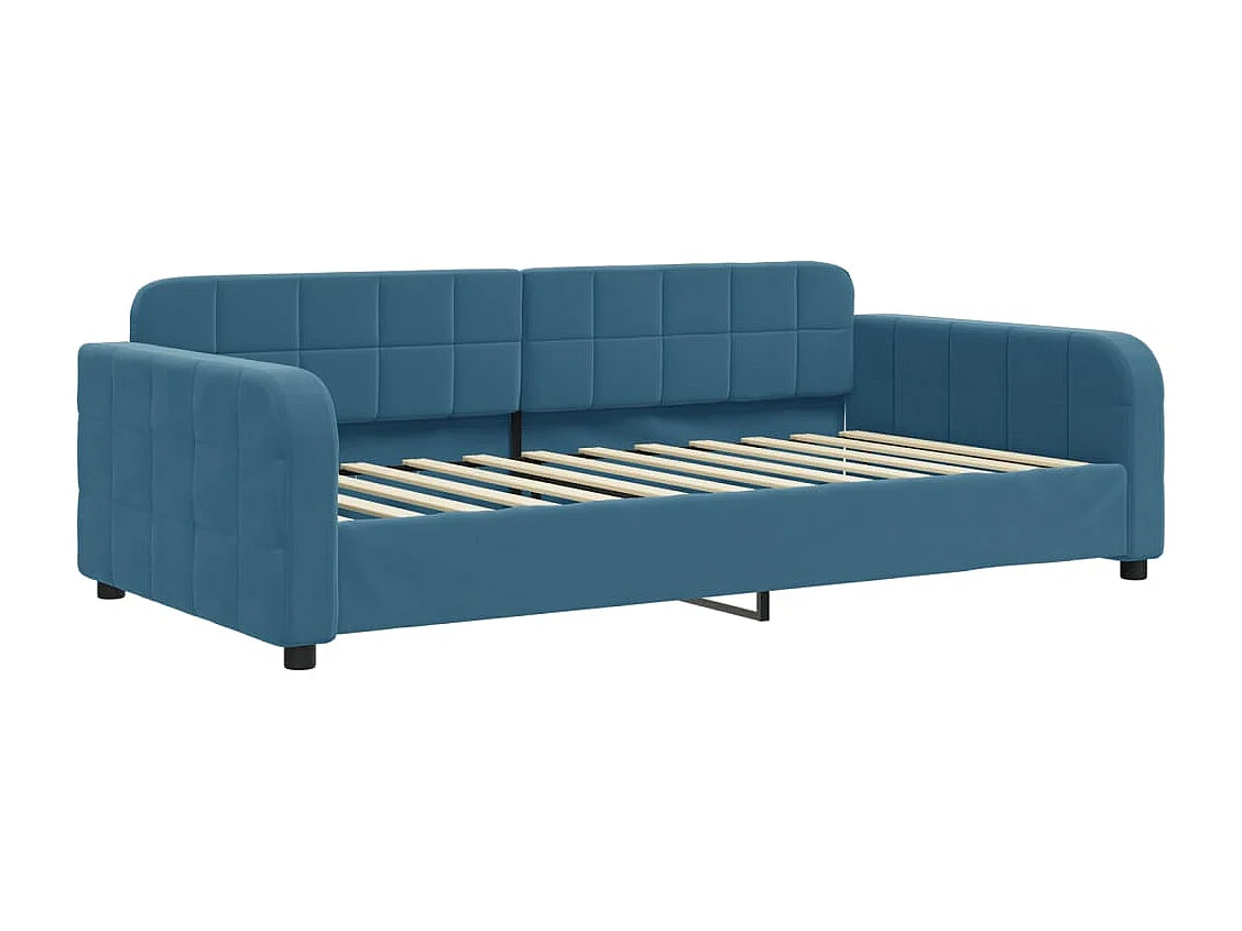 Lit de jour avec lit gigogne et matelas bleu 90x200 cm velours