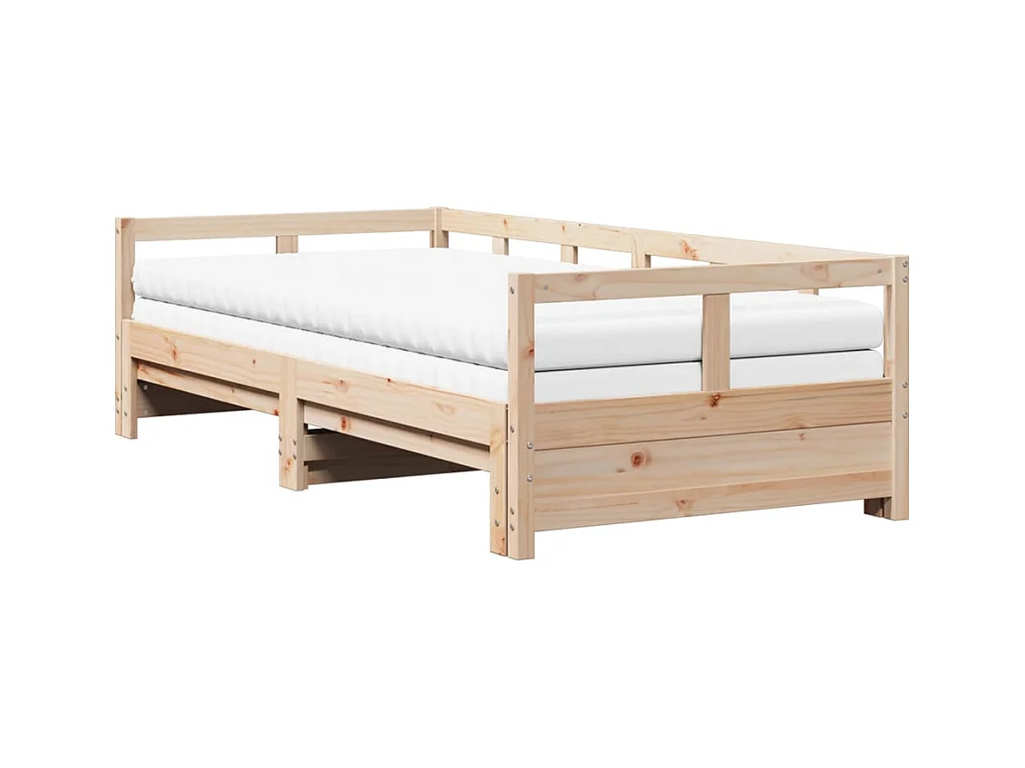 Lit de jour et lit gigogne et matelas 90x200 cm bois pin massif