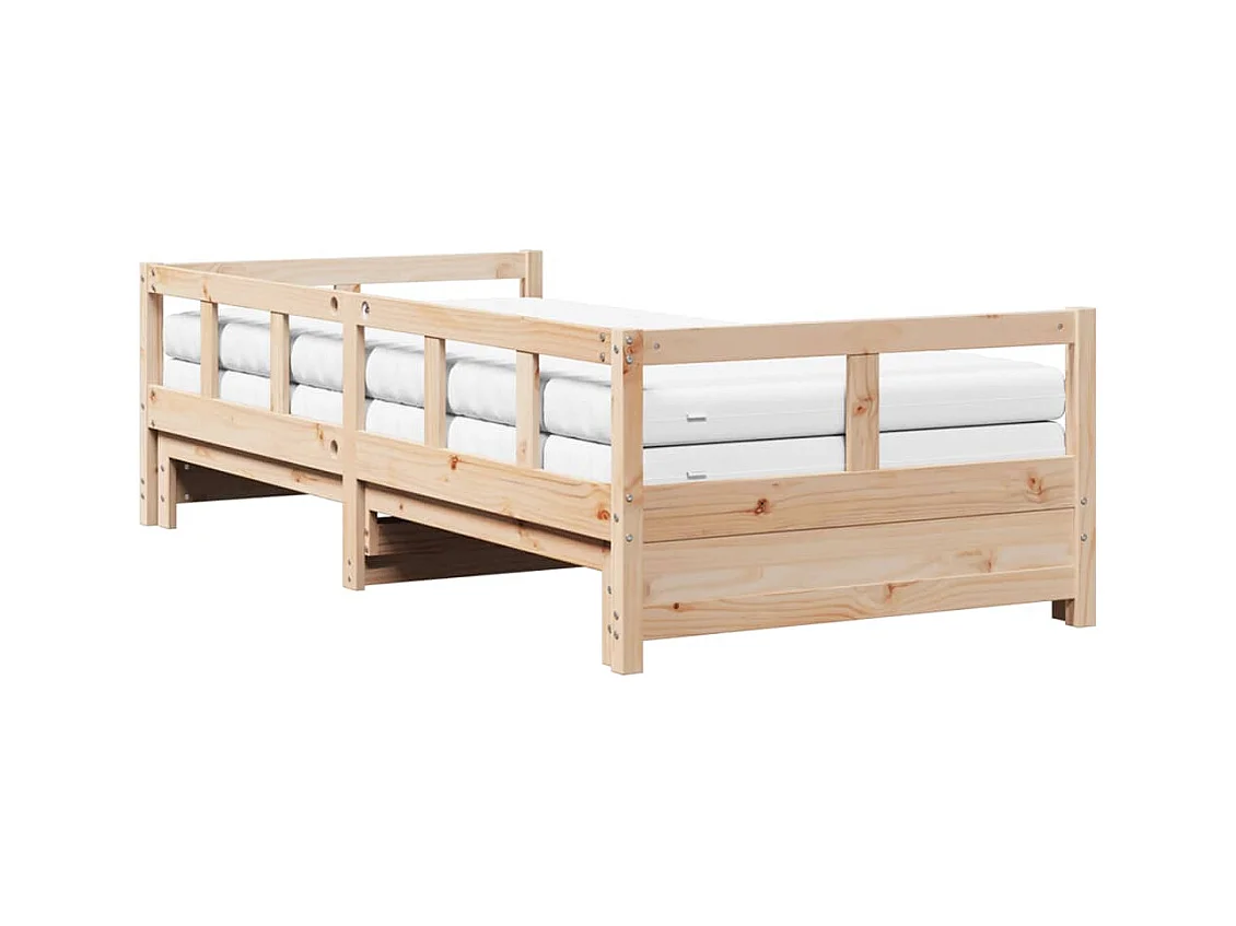 Lit de jour et lit gigogne et matelas 90x200 cm bois pin massif