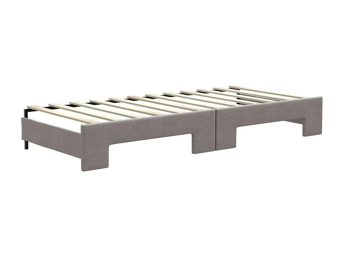 Lit de jour avec gigogne et tiroirs taupe 80x200 cm tissu