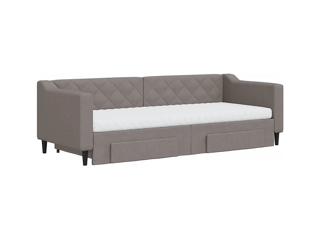 Slaapbank met onderschuifbed en lades 80x200 cm stof taupe