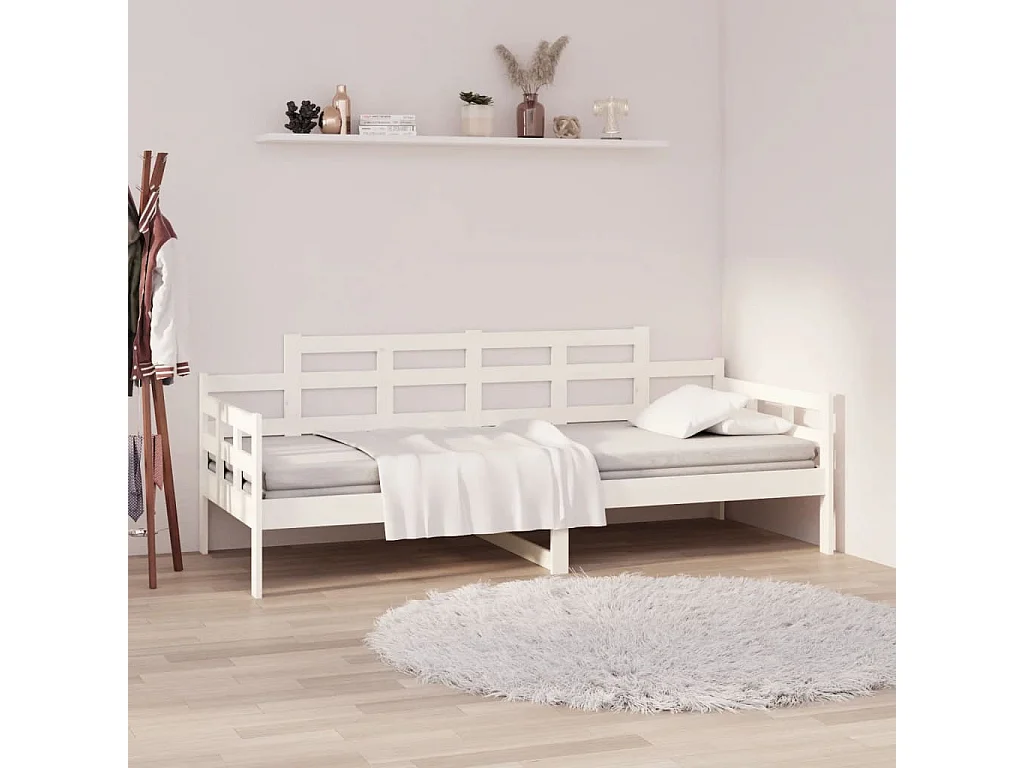 Sofá cama sin colchón madera maciza de pino blanco 90x200 cm