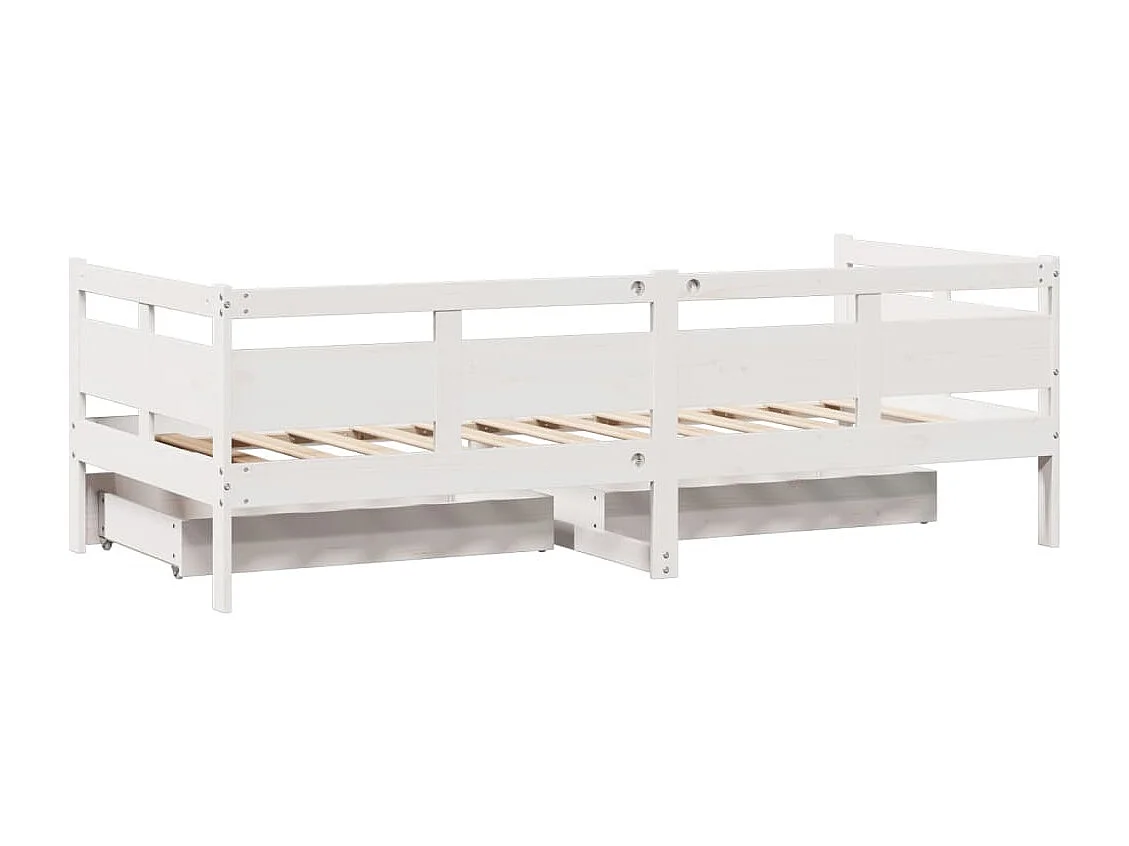 Lit de jour et tiroirs sans matelas blanc 90x200 cm bois massif