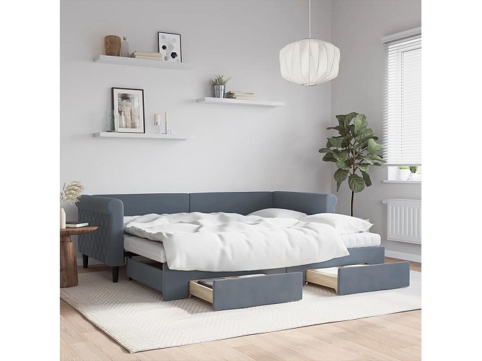 VIDAXL - Divano Letto Estraibile Con Cassetti Nero 90x200 Cm In Velluto