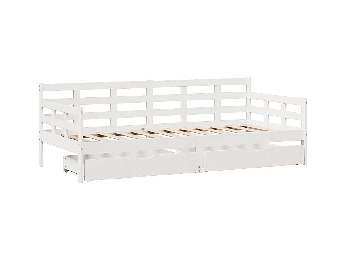 Lit de jour et tiroirs sans matelas blanc 80x200 cm bois massif