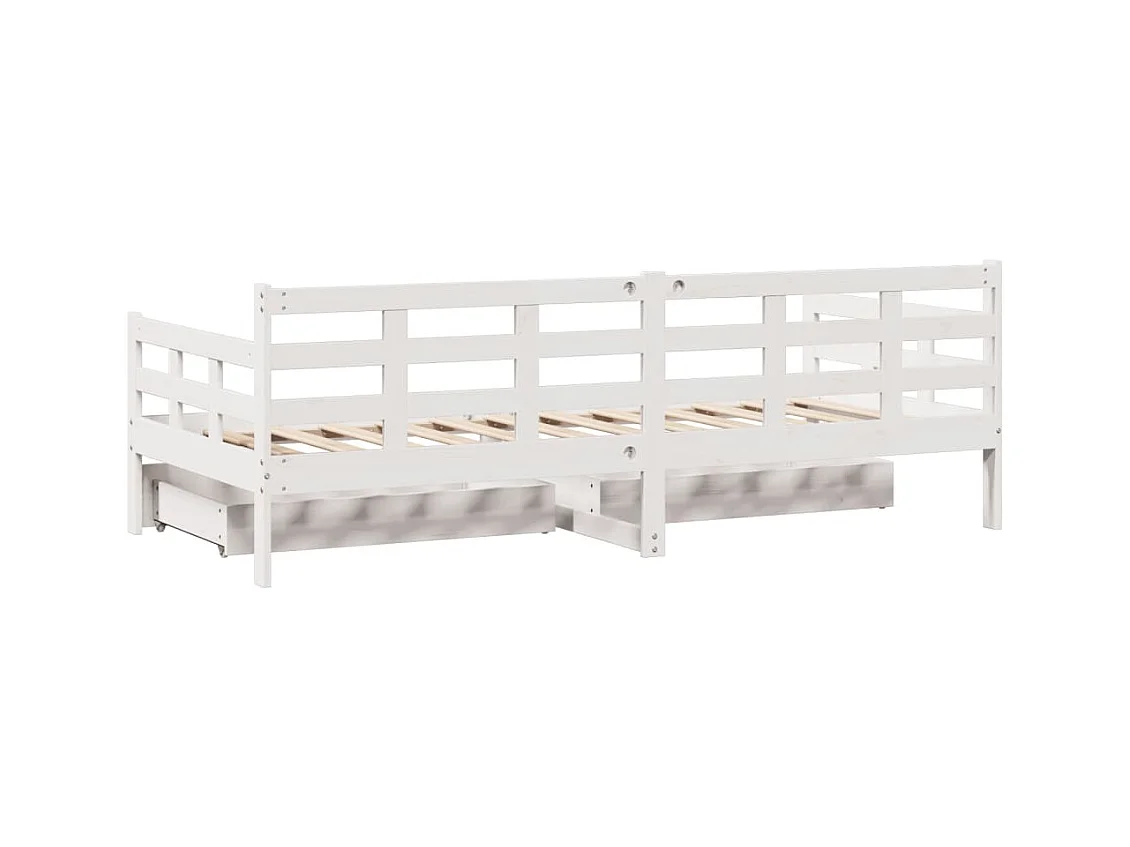 Lit de jour et tiroirs sans matelas blanc 80x200 cm bois massif