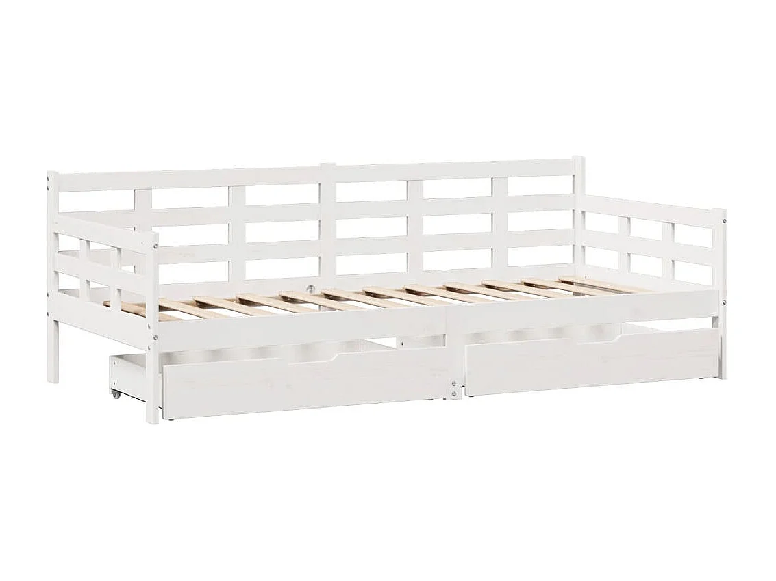 Lit de jour et tiroirs sans matelas blanc 80x200 cm bois massif