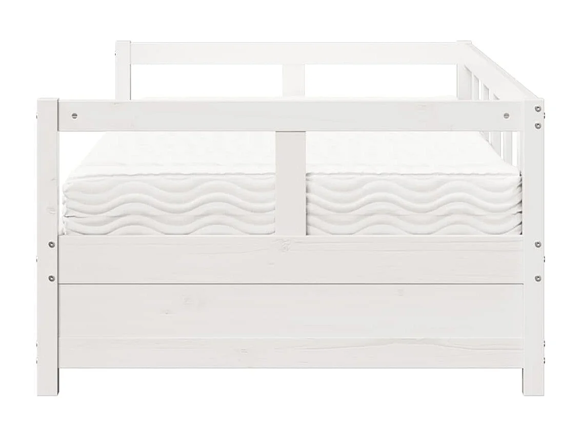 Dormeuse con Materasso Bianca 90x200 cm Legno Massello Pino