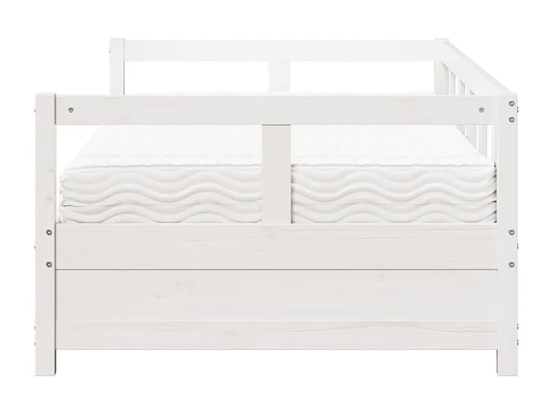 Sofá cama con colchón madera maciza de pino blanco 90x200 cm