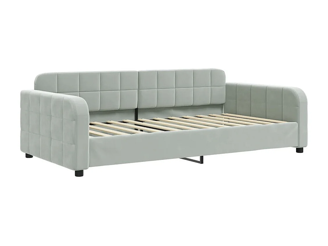 Lit de jour et gigogne et matelas gris clair 100x200 cm velours