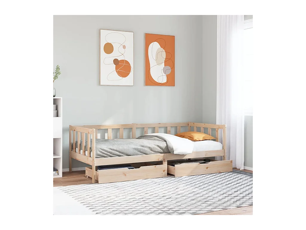Lit de jour avec tiroirs sans matelas 80x200 cm bois massif