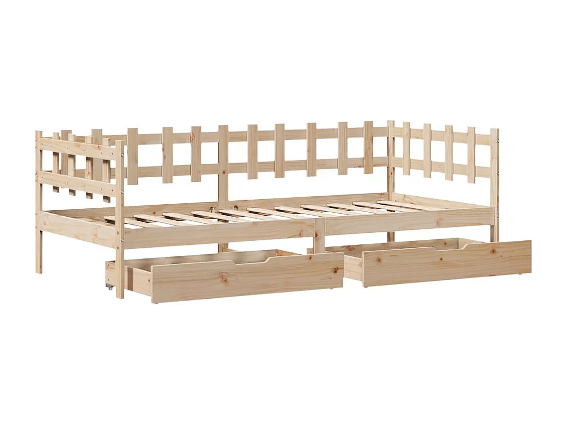 Lit de jour avec tiroirs sans matelas 90x200 cm bois massif