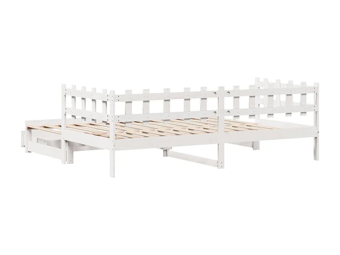 Letto Estraibile con Cassetti senza Materasso Bianco 90x200 cm