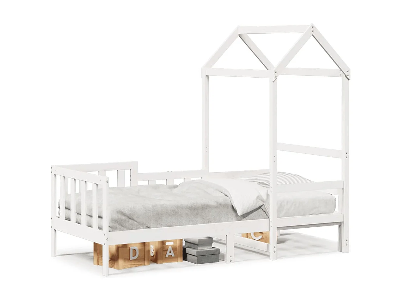 Sofá-cama c/ telhado 90x190 cm madeira de pinho maciça branco