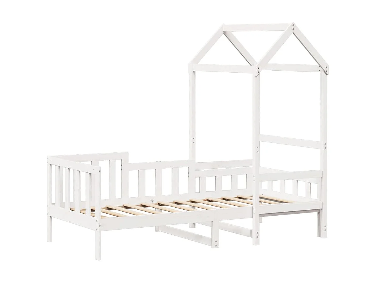 Sofá-cama c/ telhado 90x190 cm madeira de pinho maciça branco