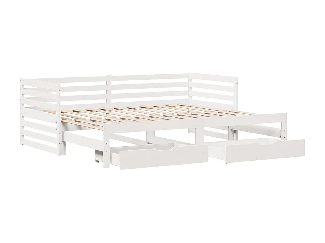 Sofá-cama c/ gavetas 90x200cm madeira de pinho maciça branco