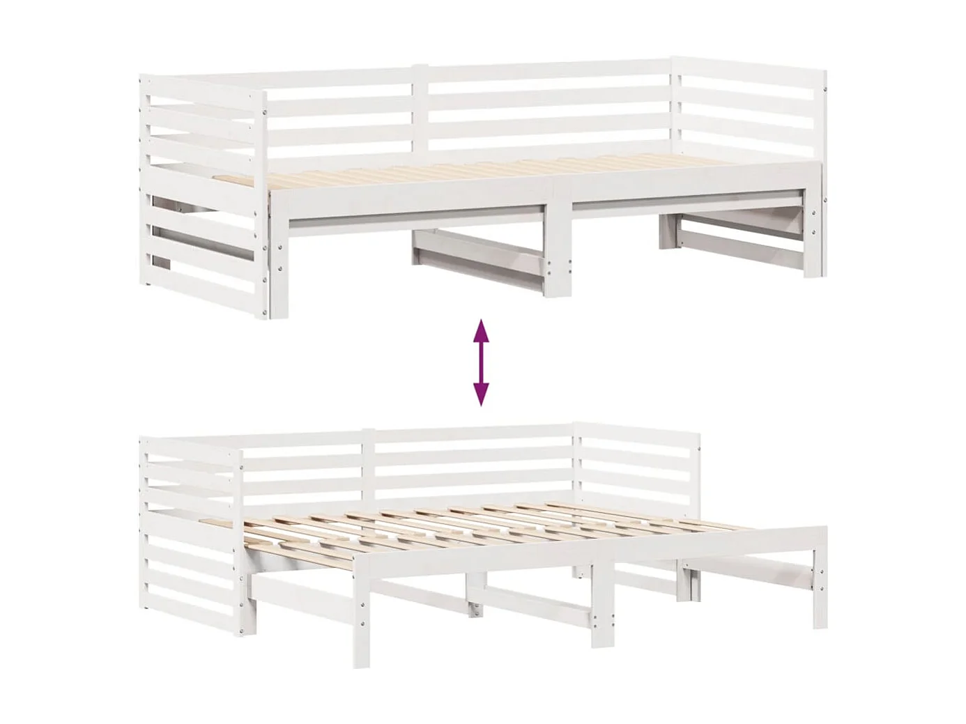 Sofá-cama c/ gavetas 90x200cm madeira de pinho maciça branco