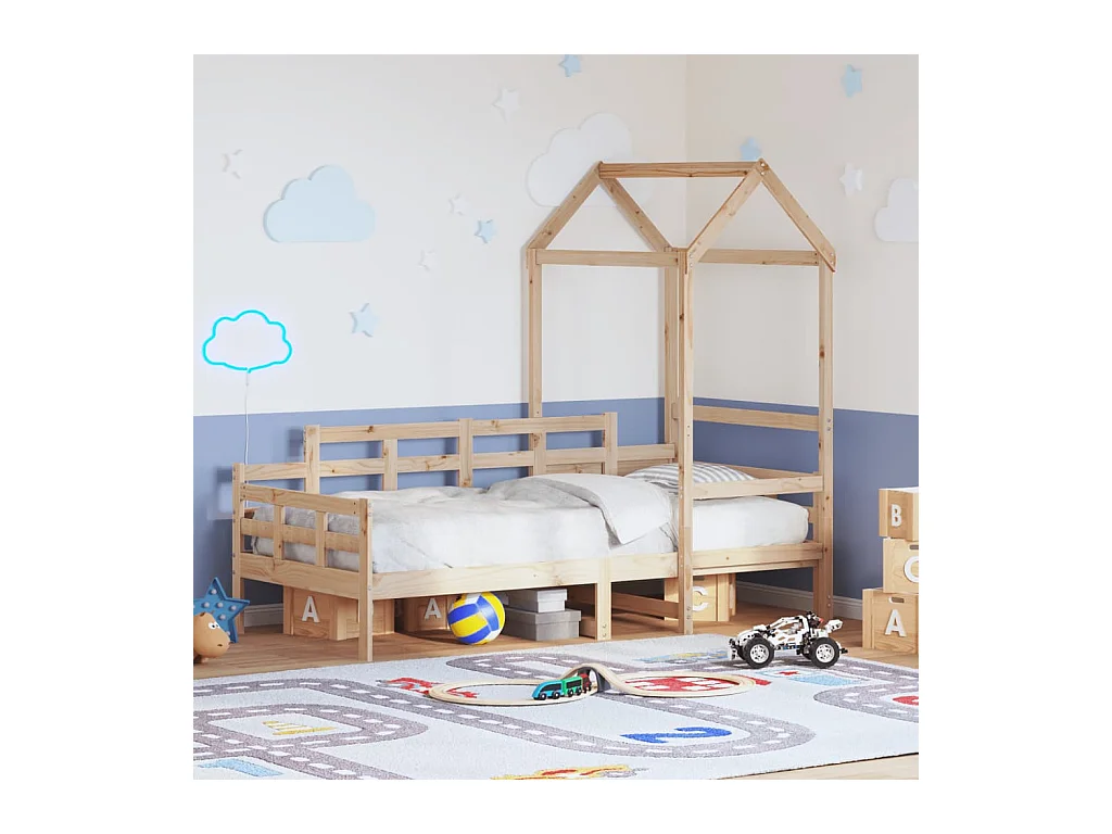 Lit de jour avec toit sans matelas 90x190 cm bois massif