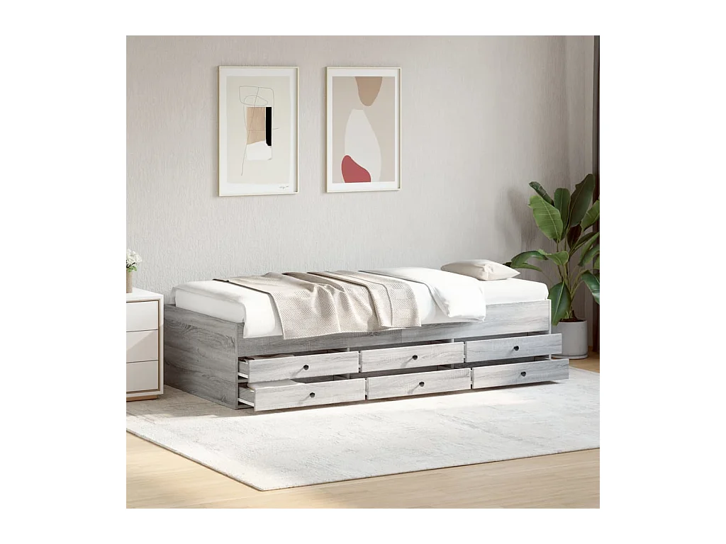 Tagesbett mit Schubladen ohne Matratze Grau Sonoma 75x190 cm