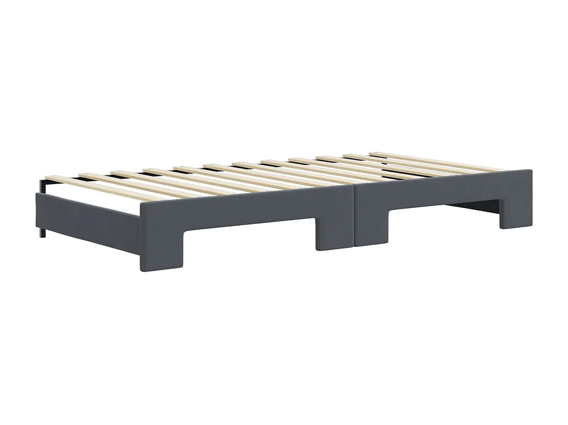 Divano Letto con Letto Estraibile Grigio Scuro 100x200 Velluto