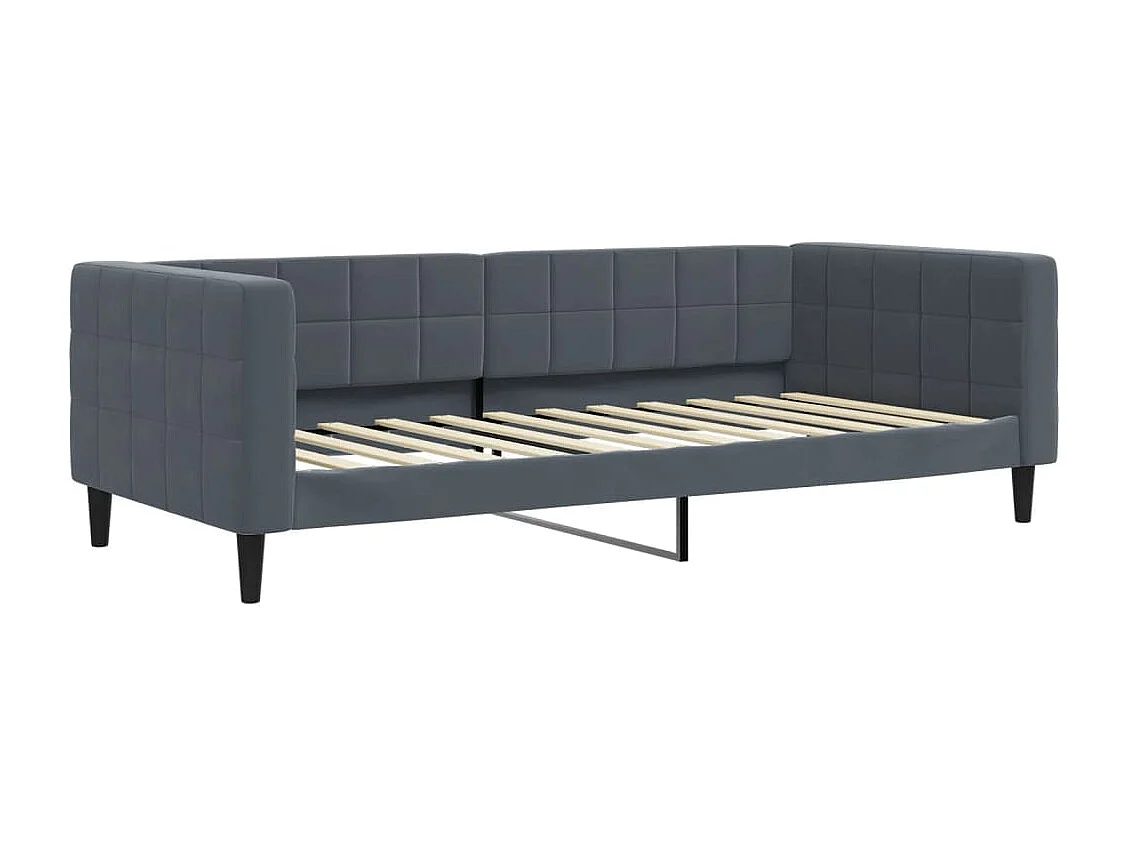 Divano Letto con Letto Estraibile Grigio Scuro 100x200 Velluto