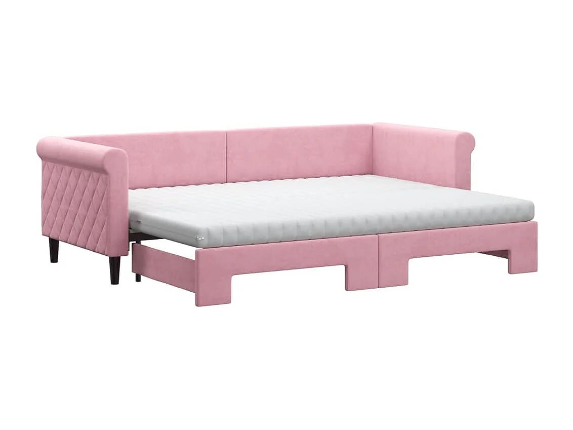 Tagesbett Ausziehbar mit Matratzen Rosa 80x200 cm Samt