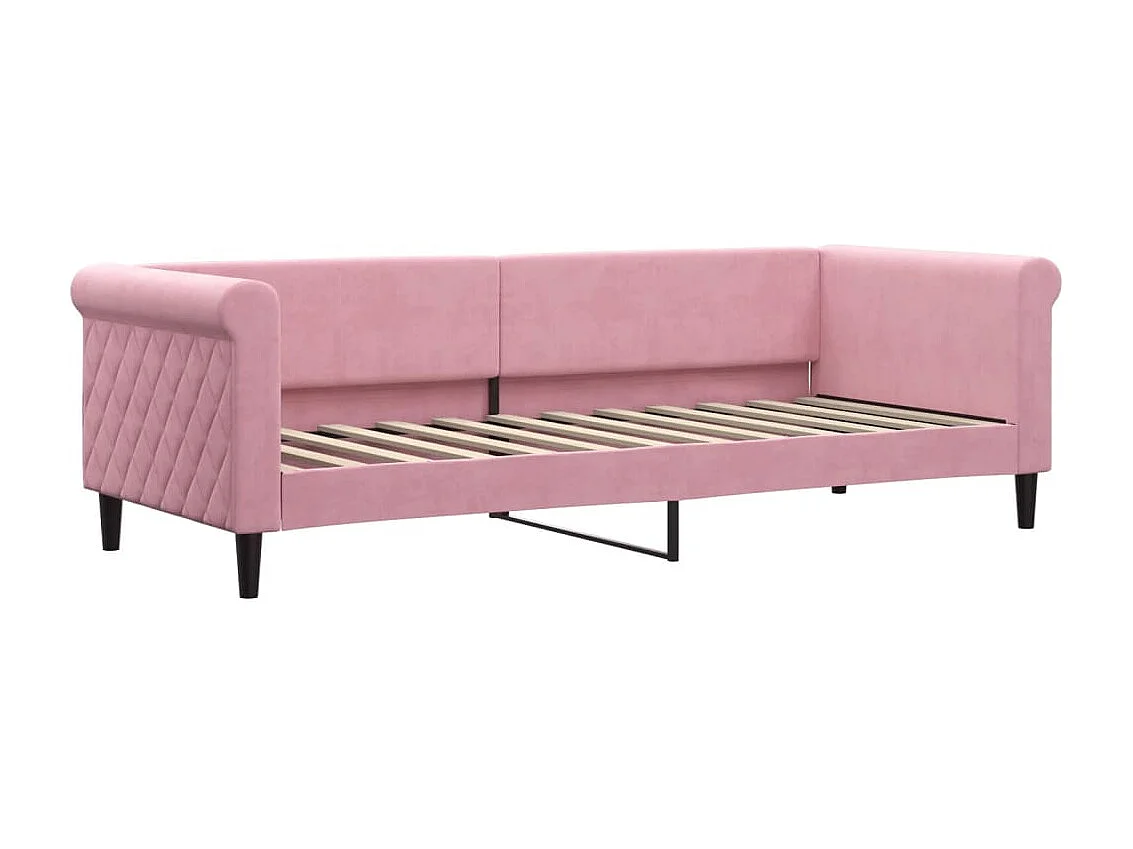 Sofá cama nido con colchón terciopelo rosa 80x200 cm