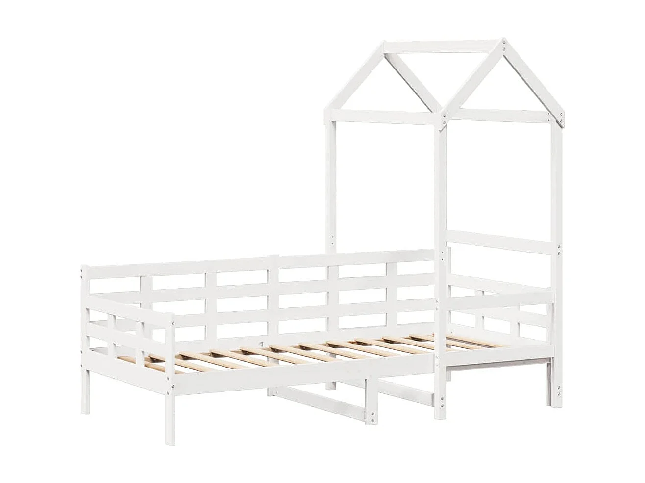 Dormeuse con Tetto 80x200 cm Bianco in Legno Massello di Pino