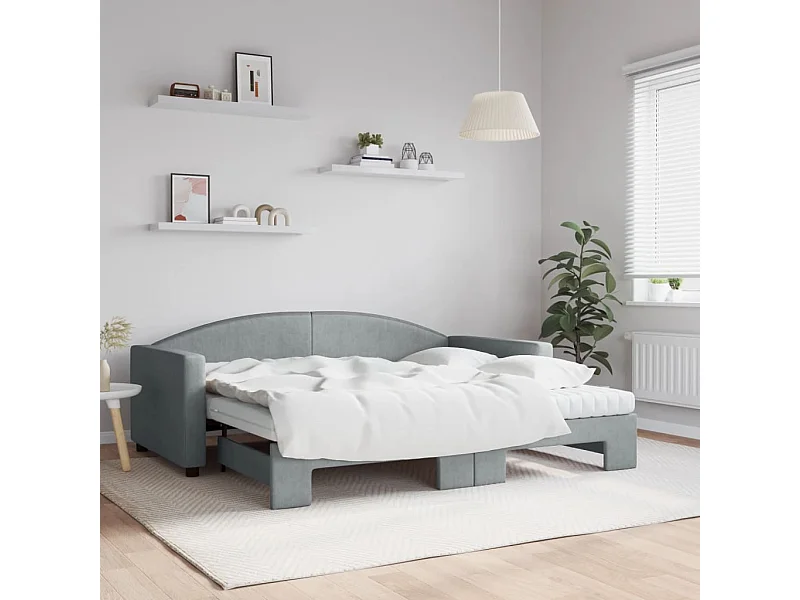 Divano Letto Estraibile Materassi Grigio Chiaro 90x190 Tessuto