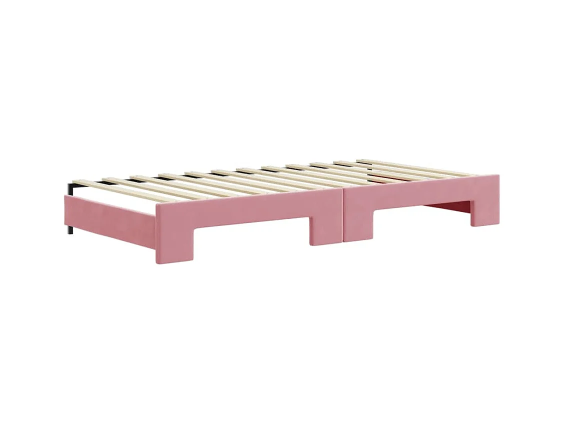 Divano Letto Estraibile con Cassetti Rosa 100x200 cm Velluto
