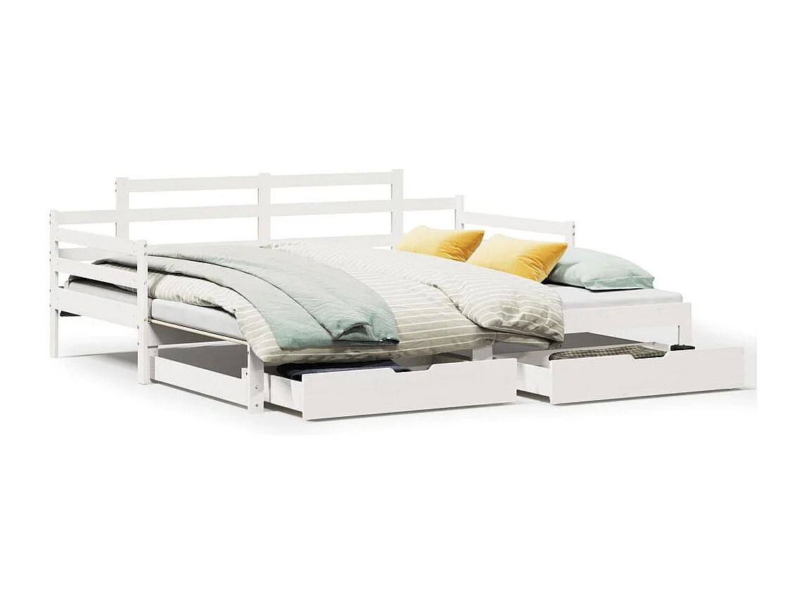 Letto Estraibile con Cassetti senza Materasso Bianco 90x200 cm