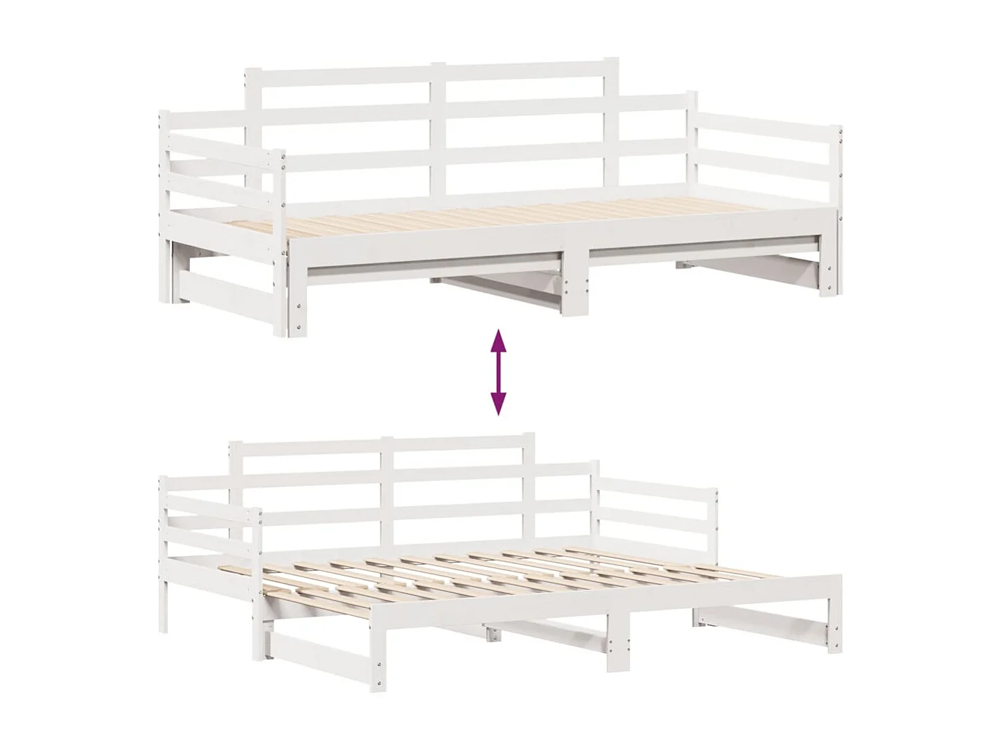 Letto Estraibile con Cassetti senza Materasso Bianco 90x200 cm