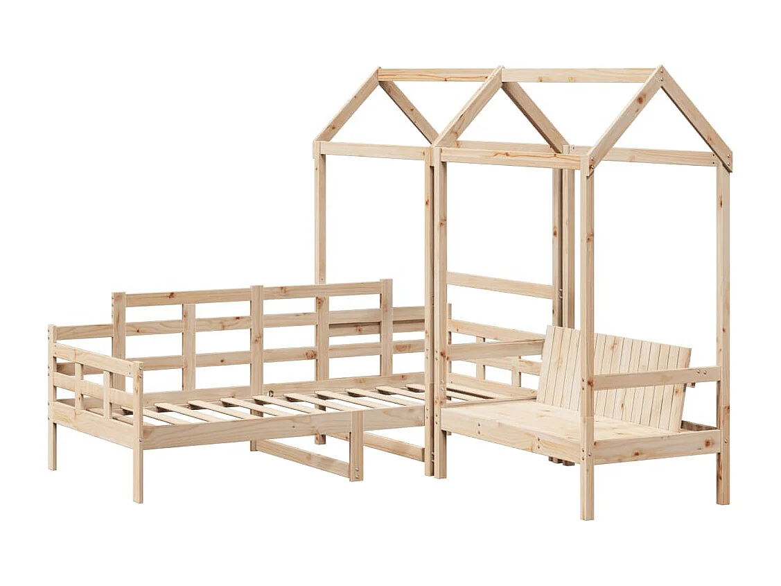 Tagesbett und Bank mit Dach 90x200 cm Kiefernholz