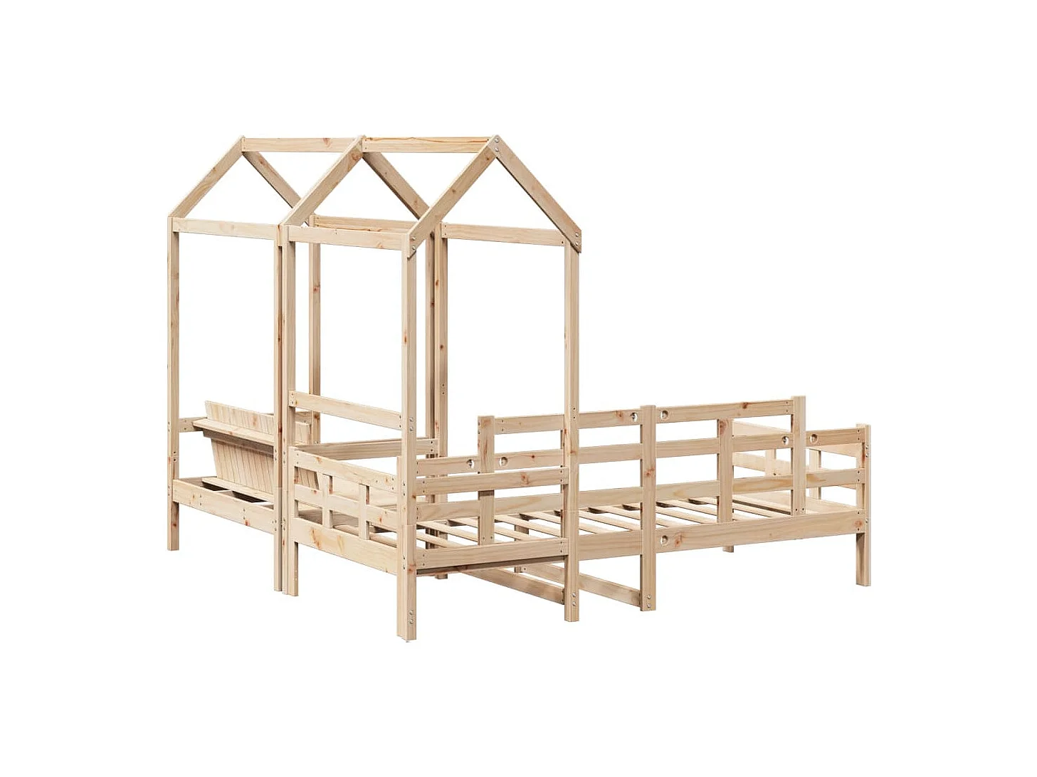 Tagesbett und Bank mit Dach 90x200 cm Kiefernholz