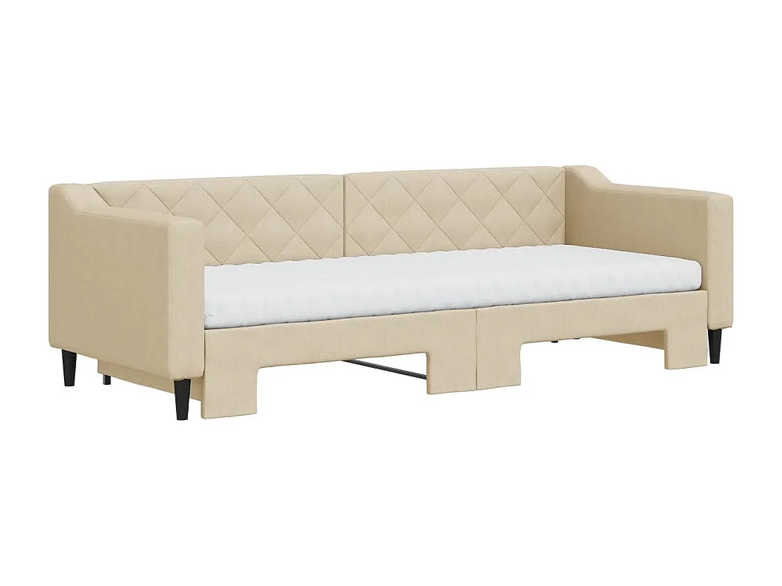 Sofá-cama c/ gavetão e colchões 80x200 cm tecido cor creme