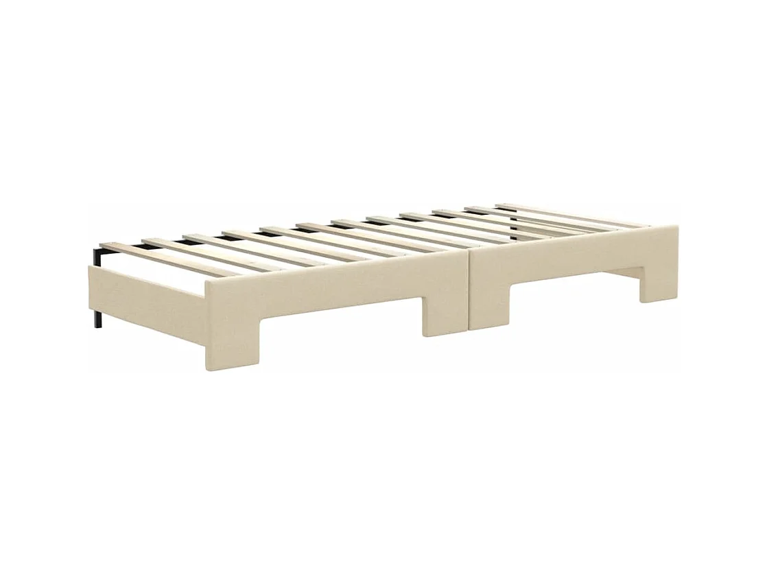 Divano Letto Estraibile con Materassi Crema 80x200 cm Tessuto