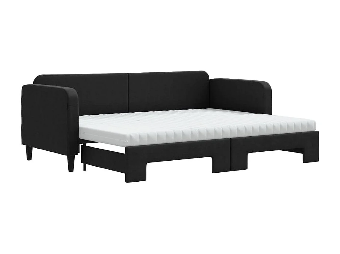 Divano Letto Estraibile con Materassi Nero 80x200 cm Tessuto